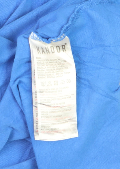 Kandor Men's Blue Cotton Crew Neck Short Sleeve T-Shirt Size S