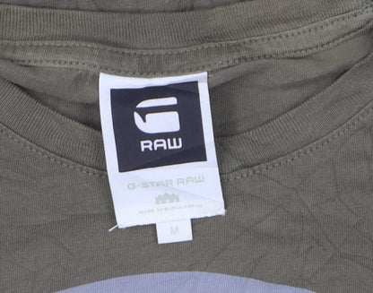 G-Star Raw Men's Green Cotton Graphic Logo T-Shirt Size M