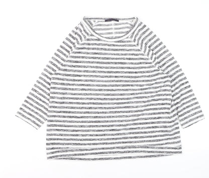 Marks and Spencer Womens Black White Striped Jersey Top Size 16