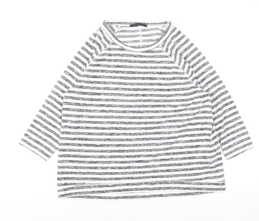 Marks and Spencer Womens Black White Striped Jersey Top Size 16