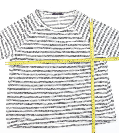 Marks and Spencer Womens Black White Striped Jersey Top Size 16