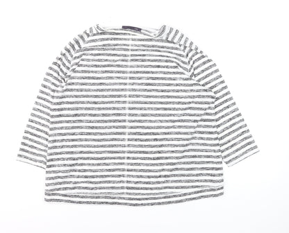 Marks and Spencer Womens Black White Striped Jersey Top Size 16
