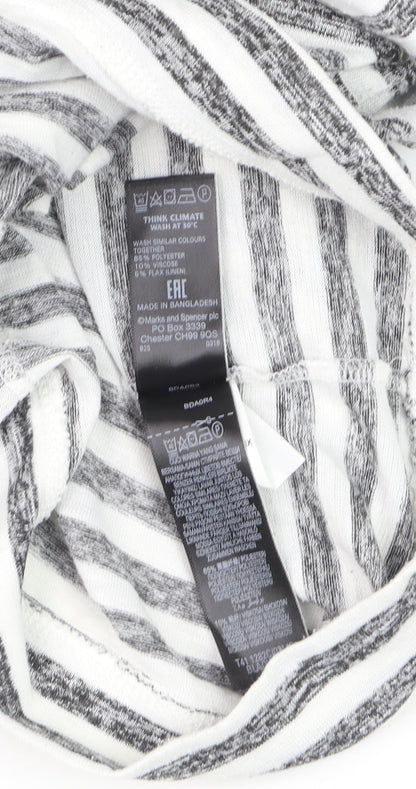 Marks and Spencer Womens Black White Striped Jersey Top Size 16
