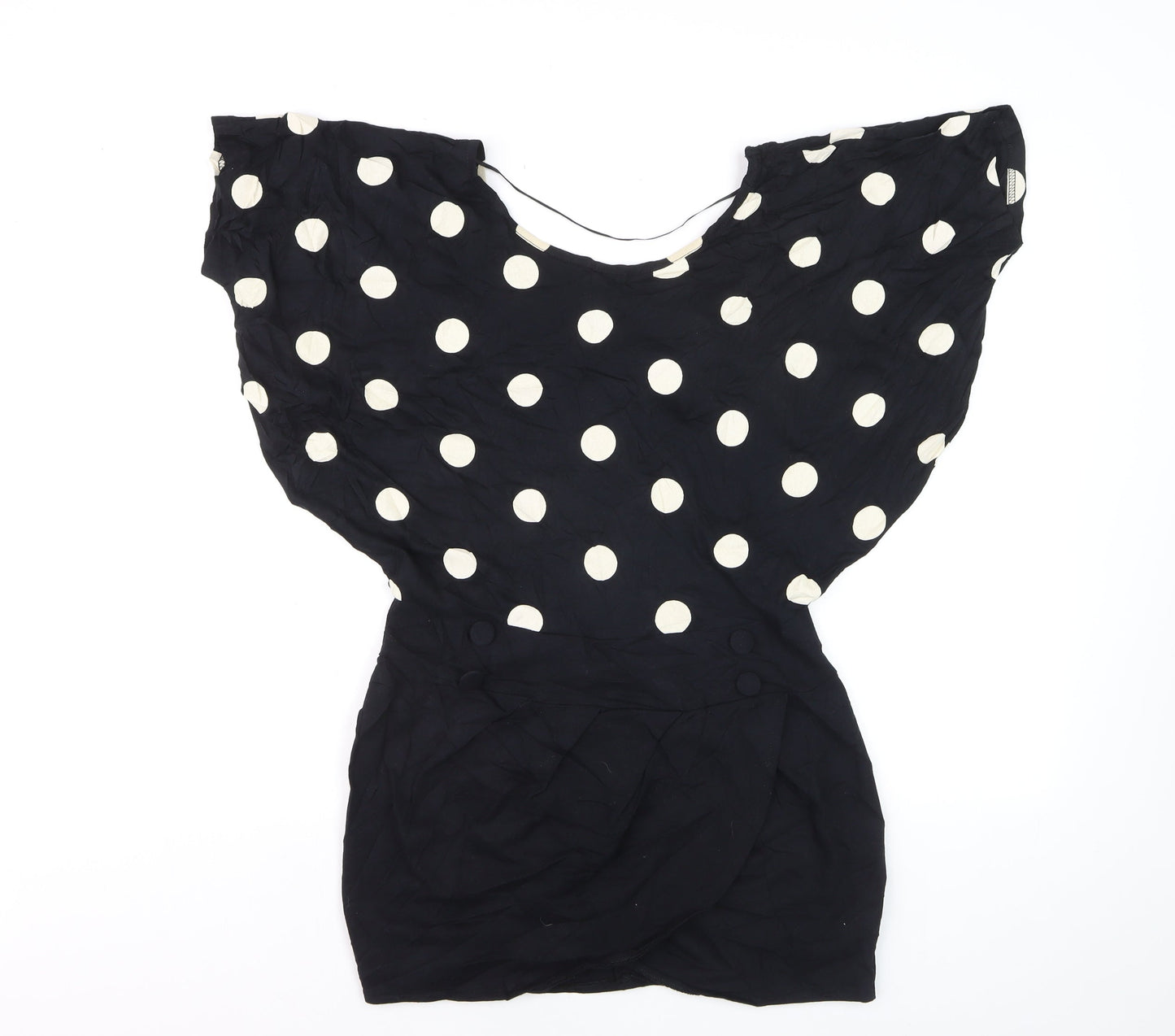 Yenimco Women Black Polka Dot Cotton Tunic Blouse Size 10