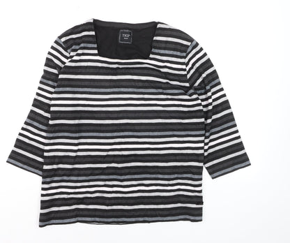 TIGI Women's Black Striped 3/4 Sleeve Jersey T-Shirt Size 18