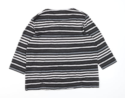 TIGI Women's Black Striped 3/4 Sleeve Jersey T-Shirt Size 18