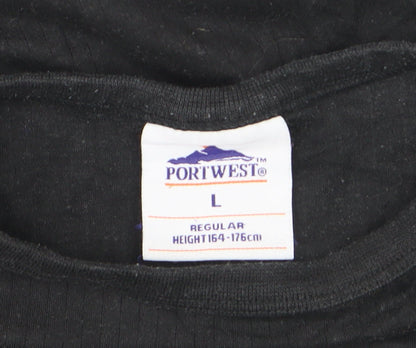 Portwest Women’s Black Long Sleeve Basic Crew Neck Jersey T-Shirt L