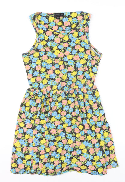 Topshop Womens Multicoloured Floral Cotton Tank Dress Size 8