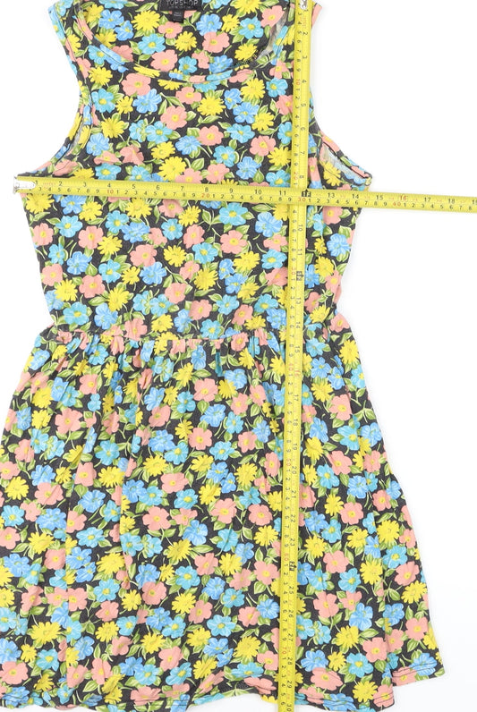 Topshop Womens Multicoloured Floral Cotton Tank Dress Size 8