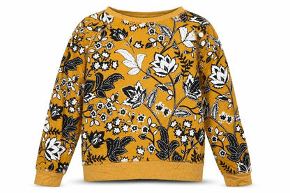 Next Womens Yellow Floral Cotton Pullover Jumper M