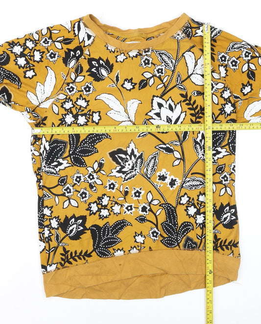 Next Womens Yellow Floral Cotton Pullover Jumper M
