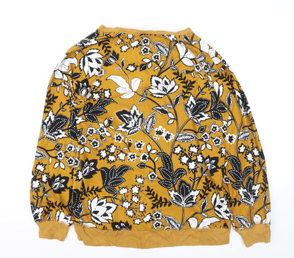 Next Womens Yellow Floral Cotton Pullover Jumper M