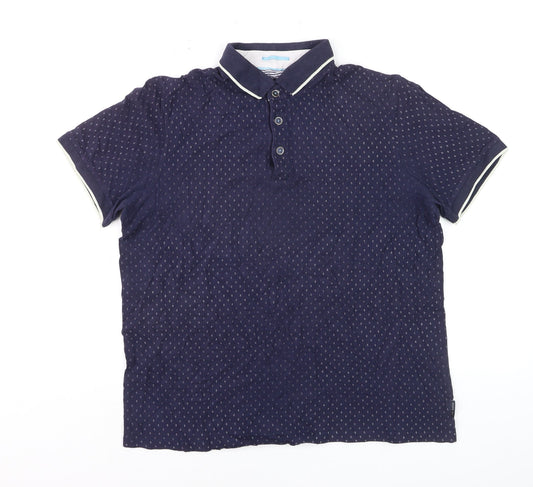 Ted Baker Men's Blue L Geometric Cotton Polo Shirt