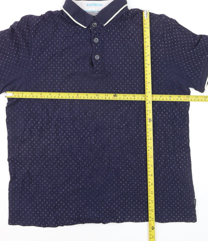Ted Baker Men's Blue L Geometric Cotton Polo Shirt