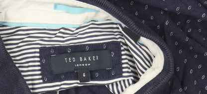 Ted Baker Men's Blue L Geometric Cotton Polo Shirt