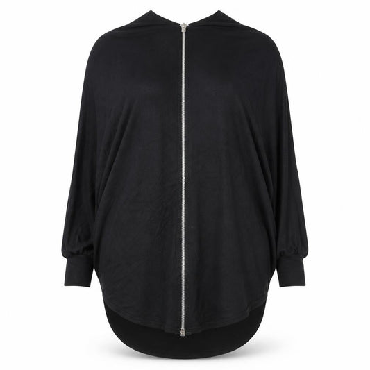Select Women’s Black Zip Front Kimono Sleeve Blouse Size 14