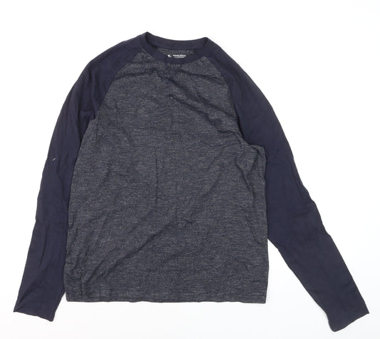 Tu Clothing Men's Blue Long Sleeve Raglan Cotton Top Size S