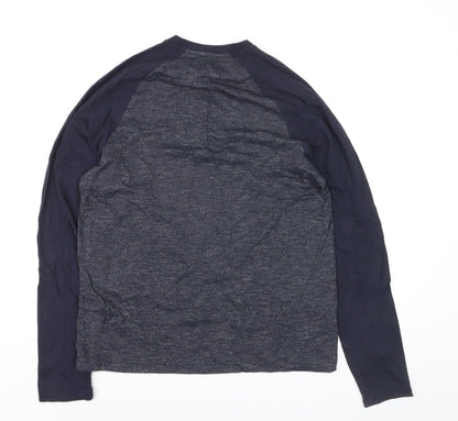 Tu Clothing Men's Blue Long Sleeve Raglan Cotton Top Size S