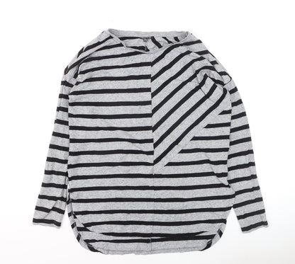 Warehouse Women’s Grey Striped Long Sleeve Pullover Jumper Size 10