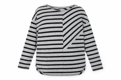 Warehouse Women’s Grey Striped Long Sleeve Pullover Jumper Size 10