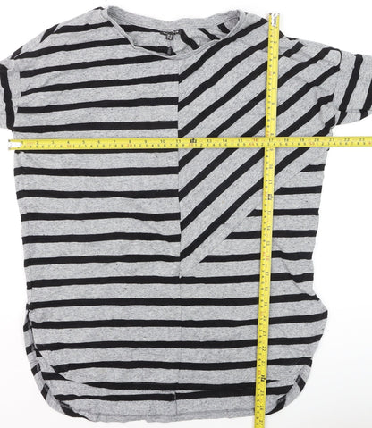 Warehouse Women’s Grey Striped Long Sleeve Pullover Jumper Size 10
