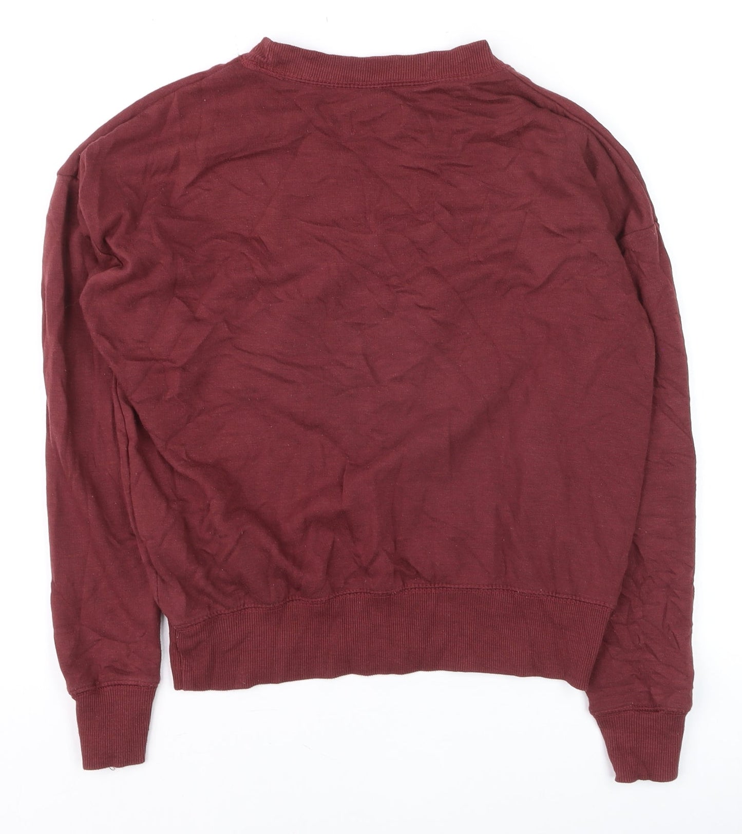 Pull & Bear Men's Red XS Crew Neck Graphic Pullover Jumper
