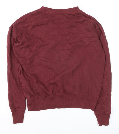 Pull & Bear Men's Red XS Crew Neck Graphic Pullover Jumper