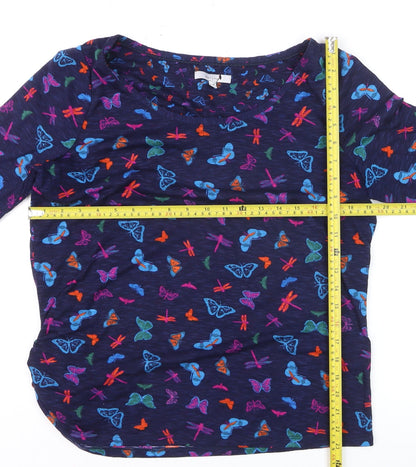 Marks and Spencer Per Una Women's Blue Butterfly Top Size 16 3/4 Sleeve