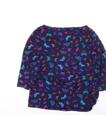 Marks and Spencer Per Una Women's Blue Butterfly Top Size 16 3/4 Sleeve