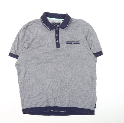 Ted Baker Men’s Grey Cotton Short Sleeve Polo Shirt Size L