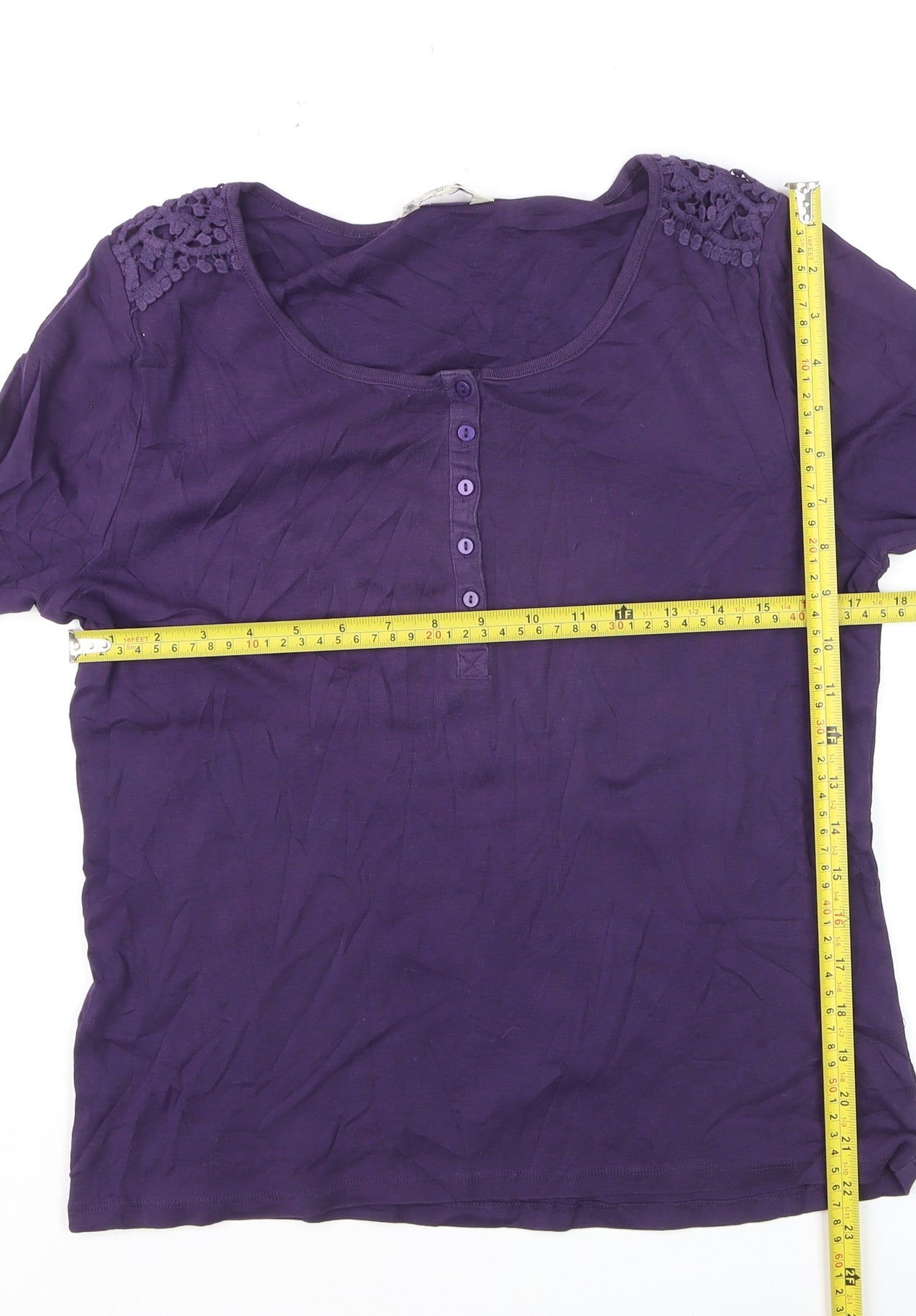 M&Co Women’s Purple 3/4 Sleeve Cotton Blouse Size 18