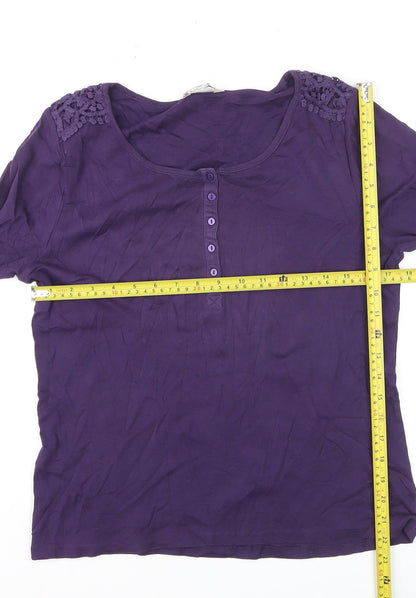 M&Co Women’s Purple 3/4 Sleeve Cotton Blouse Size 18