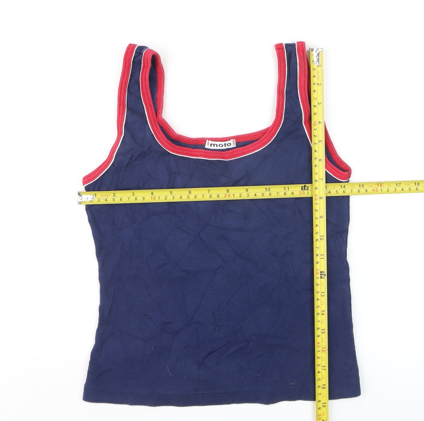 Womens UK Size M Moto Blue Basic Tank