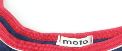 Womens UK Size M Moto Blue Basic Tank