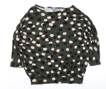 Principles Women’s Green Polka Dot 3/4 Sleeve Pullover Jumper Size 10