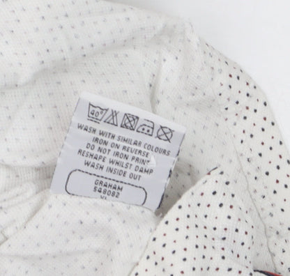 Soviet Men’s White Polka Dot Polo Shirt XL Button-Down Collar