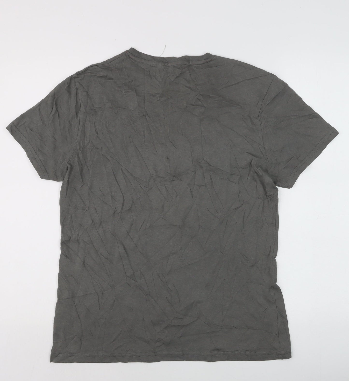 Collective Los Angeles Men's Grey Skull Graphic Cotton T-Shirt M