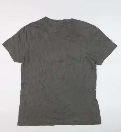 Collective Los Angeles Men's Grey Skull Graphic Cotton T-Shirt M