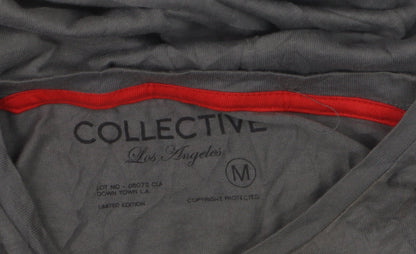 Collective Los Angeles Men's Grey Skull Graphic Cotton T-Shirt M