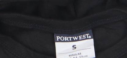 Portwest Women's Black Long Sleeve Basic Crew Neck T-Shirt Size S