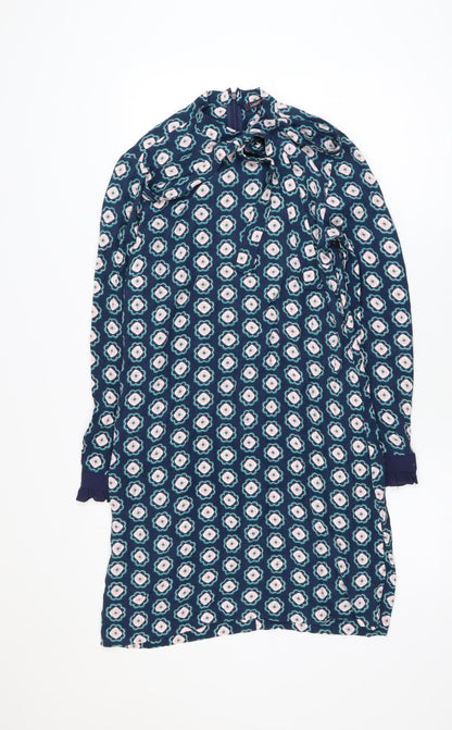 Marks and Spencer Women’s Blue Floral Shift Dress Size 8 Long Sleeve
