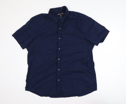 Michael Kors Men's Blue 2XL Slim Fit Cotton Stretch Polo Shirt