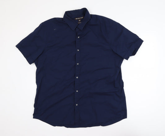 Michael Kors Men's Blue 2XL Slim Fit Cotton Stretch Polo Shirt
