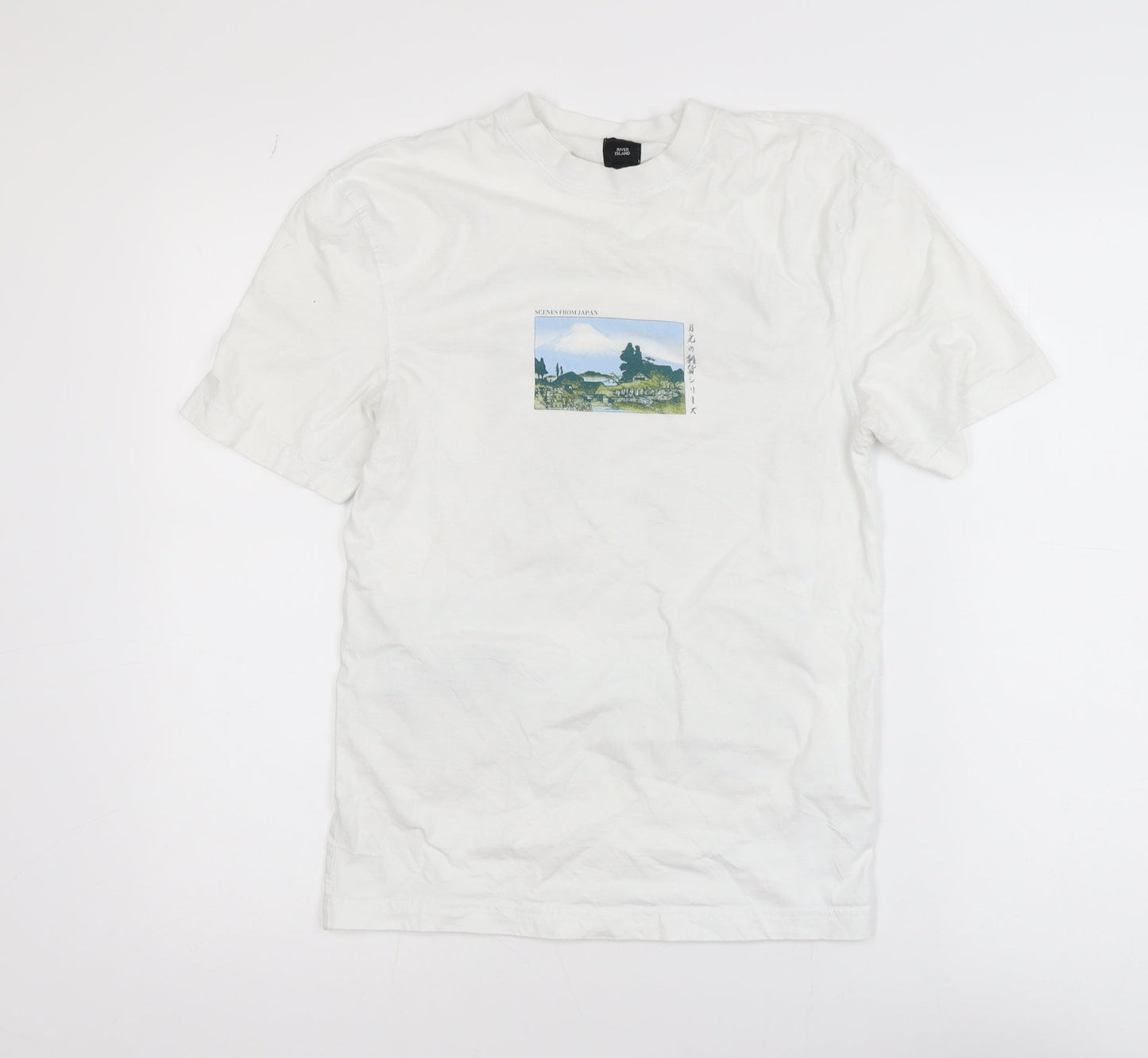 River Island Men’s White Art Graphic Cotton T-Shirt XS