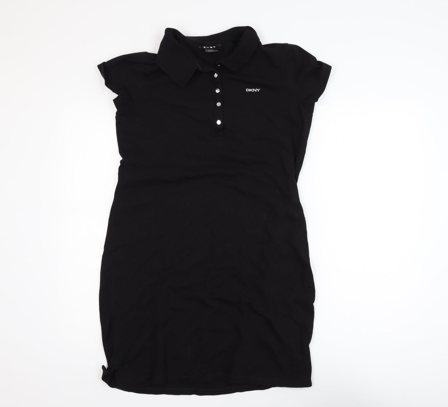 DKNY Women’s Black Short Sleeve Collared T-Shirt Dress Size S