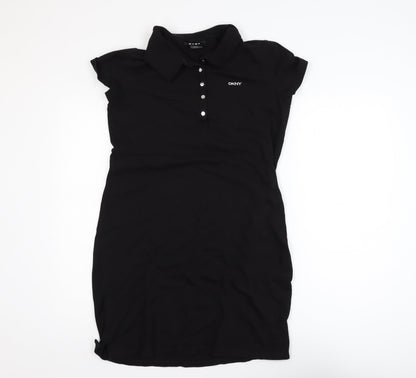 DKNY Women’s Black Short Sleeve Collared T-Shirt Dress Size S