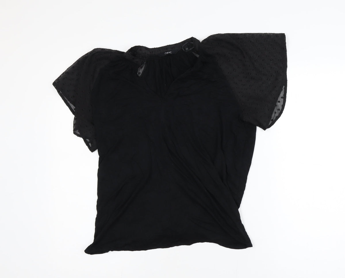 Next Women's Black Flutter Sleeve Tunic Blouse Size 10