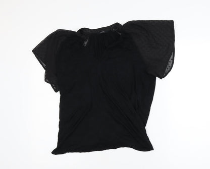 Next Women's Black Flutter Sleeve Tunic Blouse Size 10