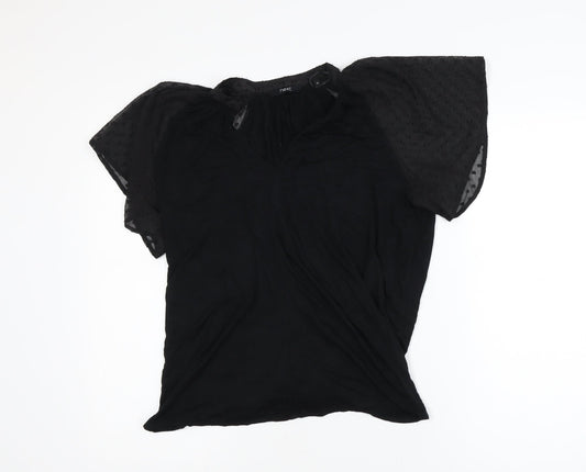 Next Women's Black Flutter Sleeve Tunic Blouse Size 10