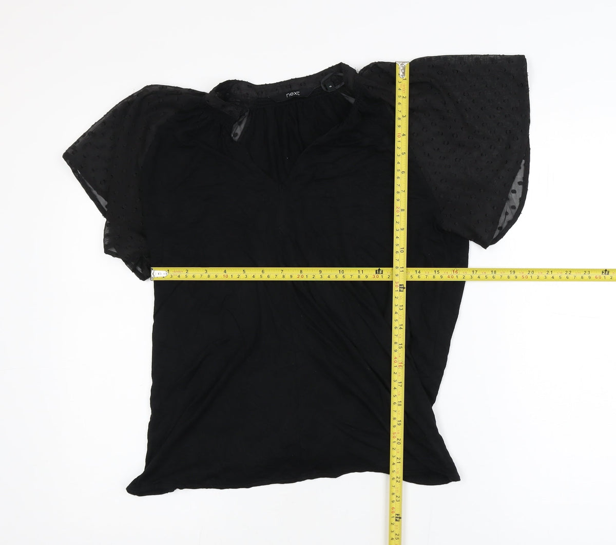 Next Women's Black Flutter Sleeve Tunic Blouse Size 10